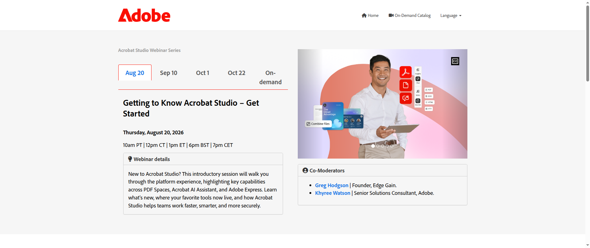 Screenshot of events.adobeforbusiness.com