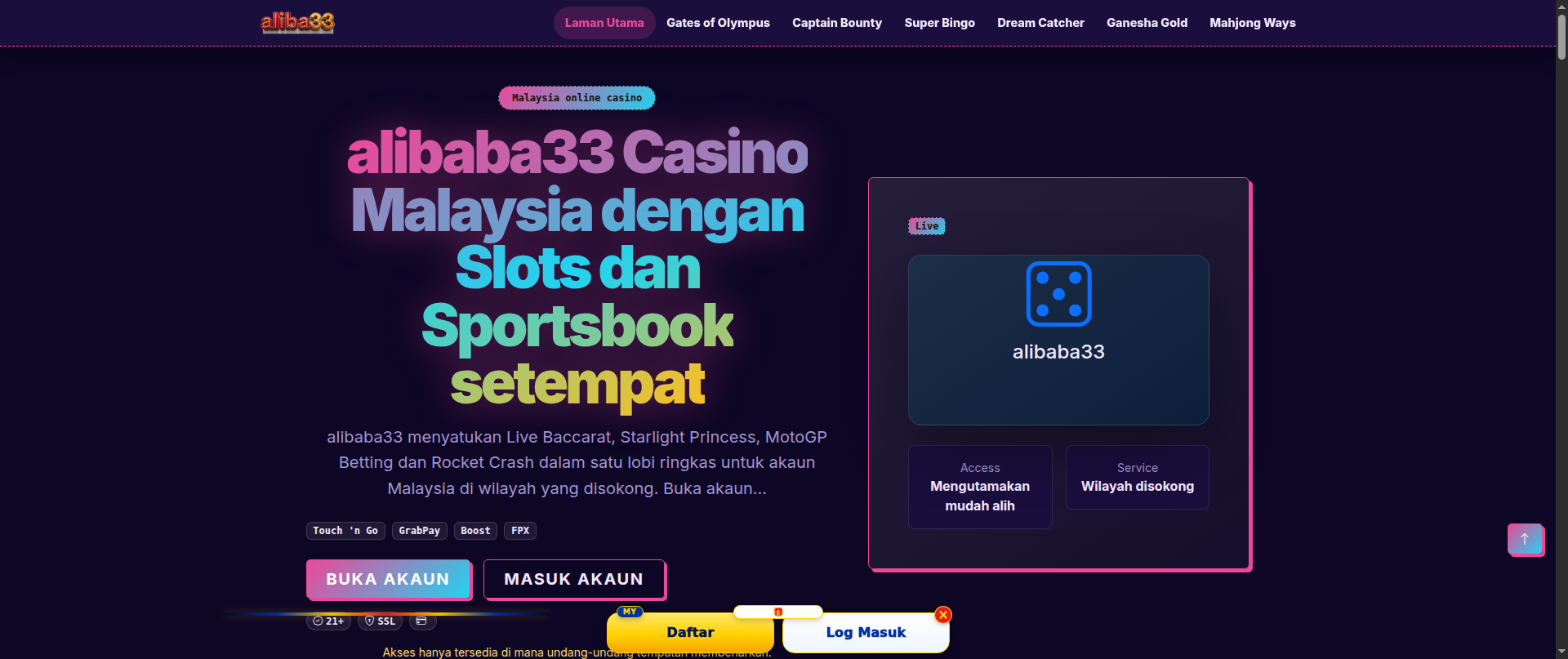 Screenshot of alibaba33.pro