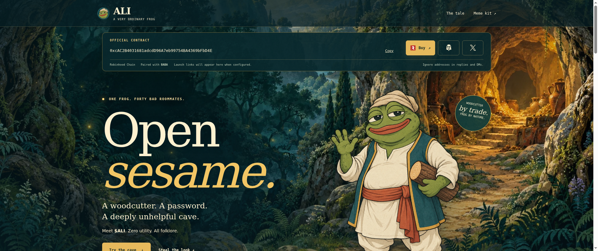 Screenshot of alibabacoin.meme