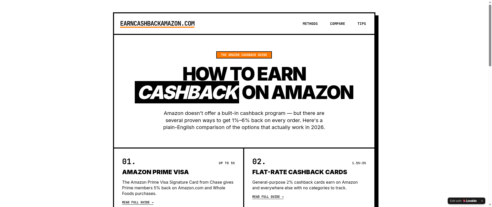 Screenshot of earncashbackamazon.com
