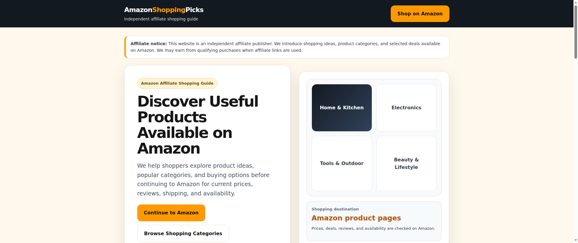Screenshot of amazon-shopping-picks.com