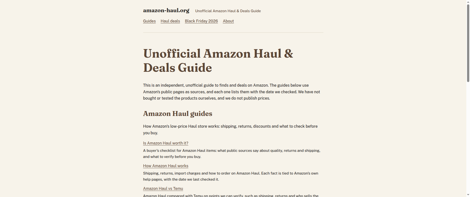 Screenshot of amazon-haul.org