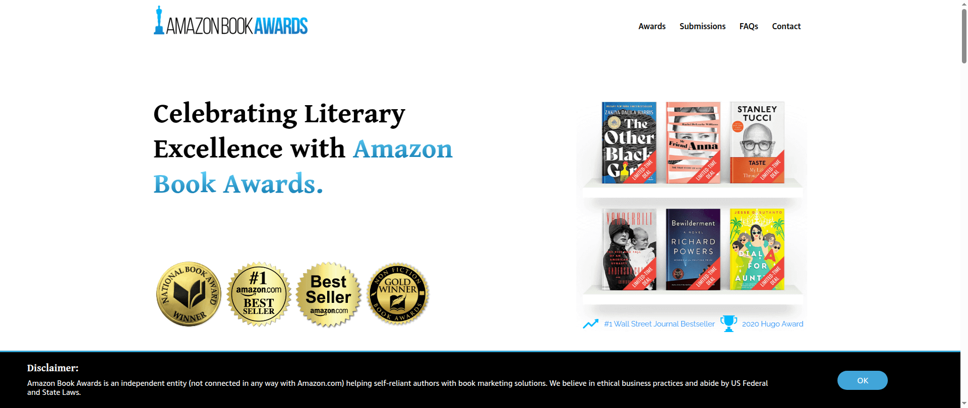 Screenshot of amazonbookawards.com