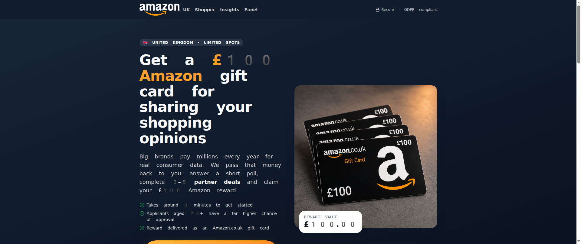 Screenshot of cashforamazon.com