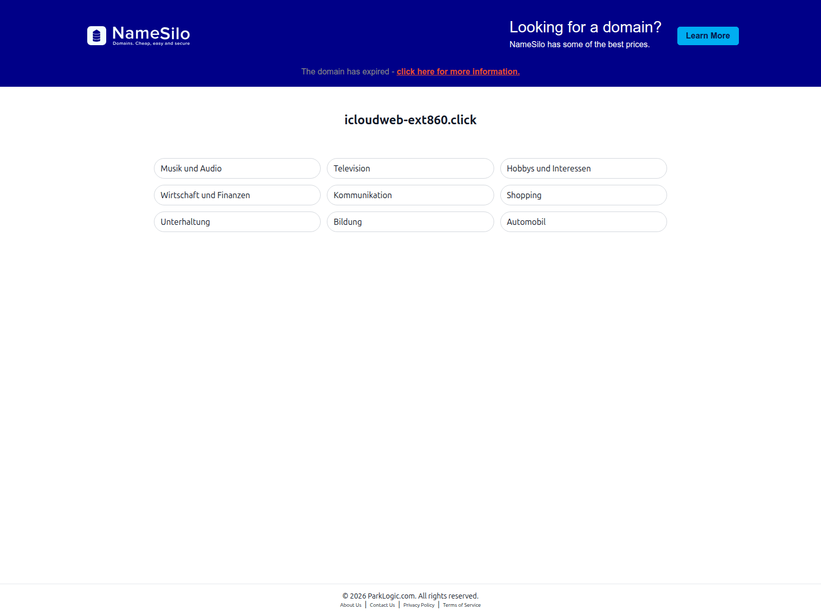 Screenshot of icloudweb-ext860.click