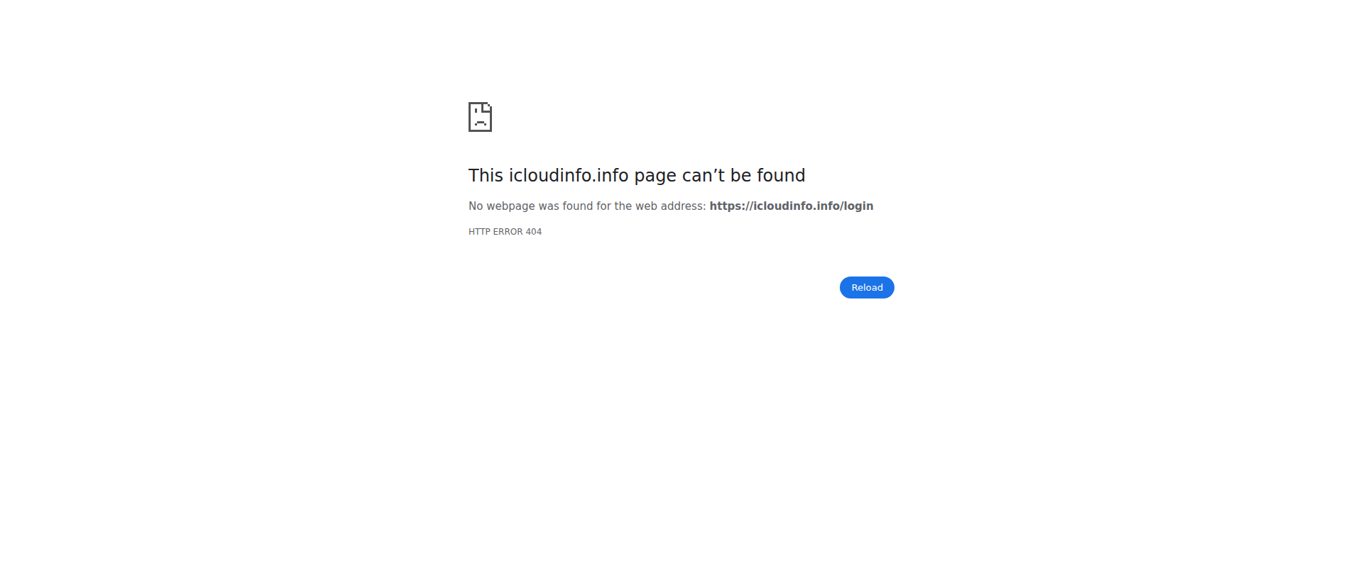 Screenshot of icloudinfo.info