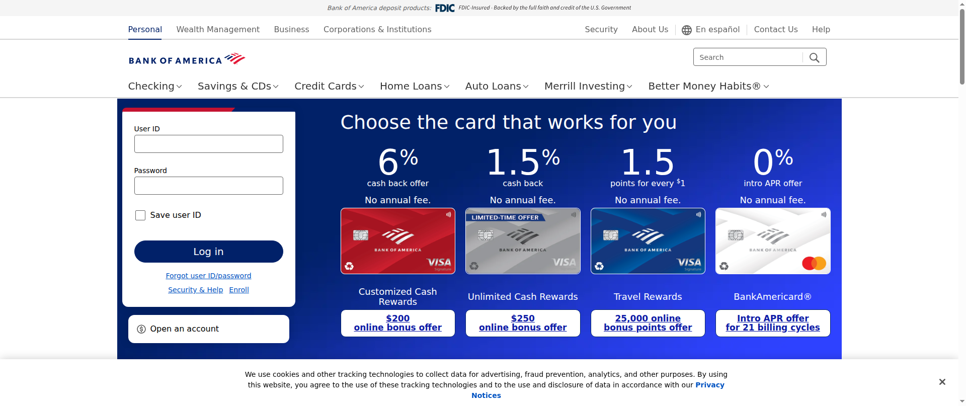 Screenshot of bankofamerica.xin