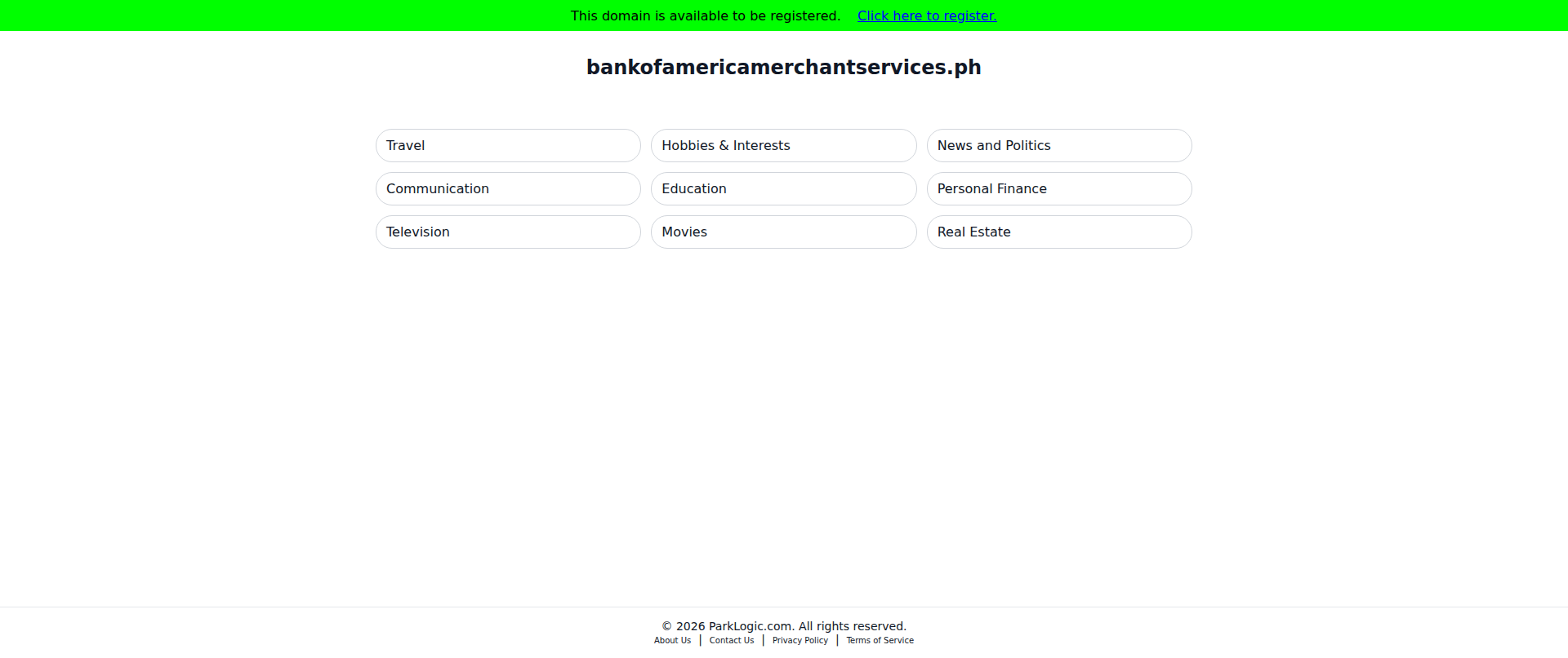 Screenshot of bankofamericamerchantservices.ph