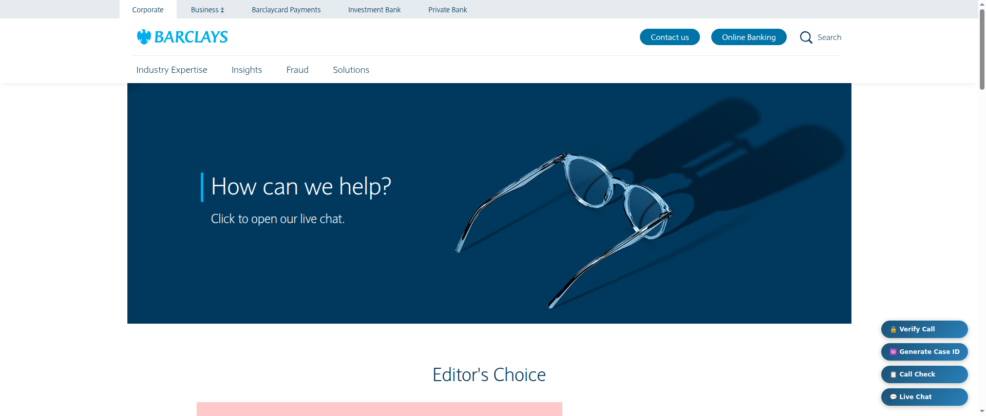 Screenshot of barclaysnetfraudhub.com