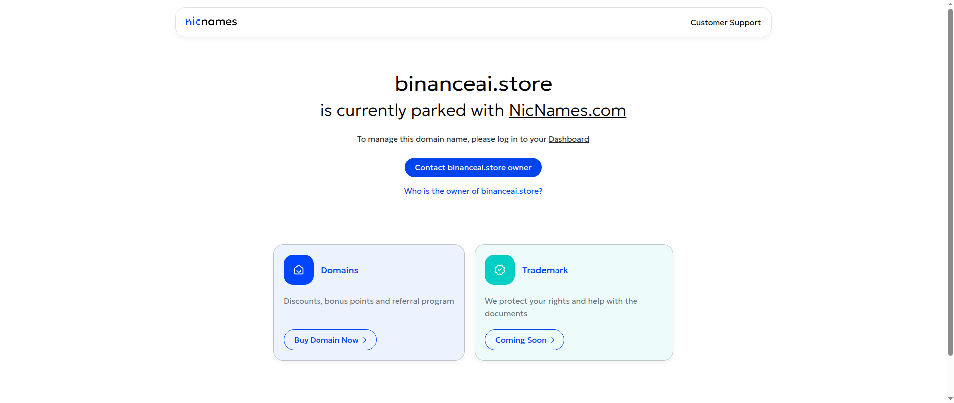 Screenshot of binanceai.store