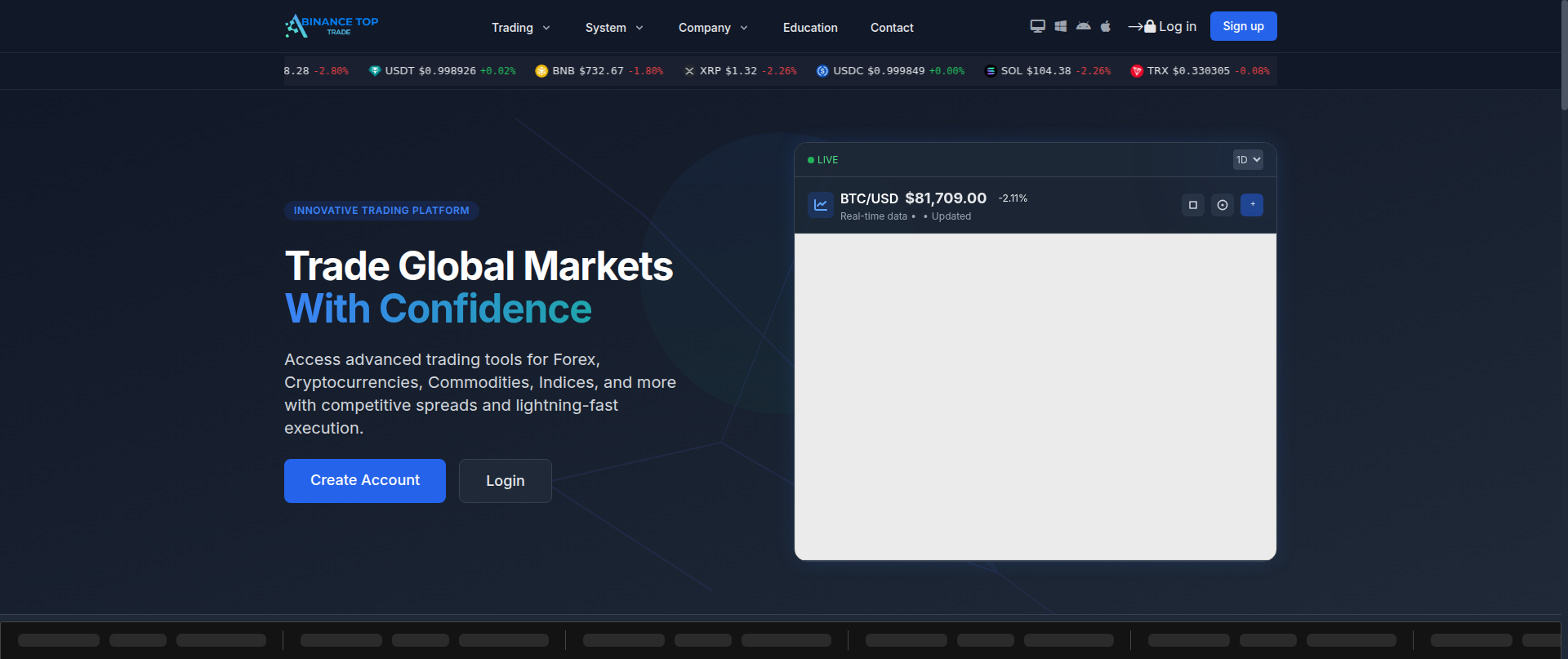 Screenshot of binancetoptrade.live
