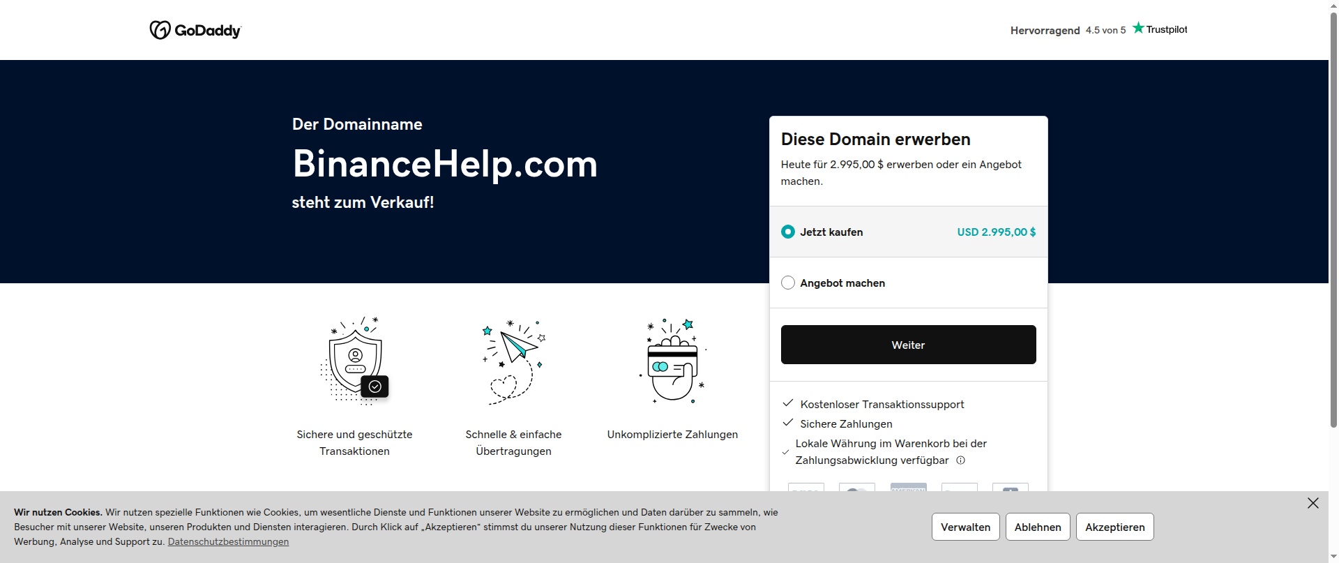 Screenshot of binancehelp.com