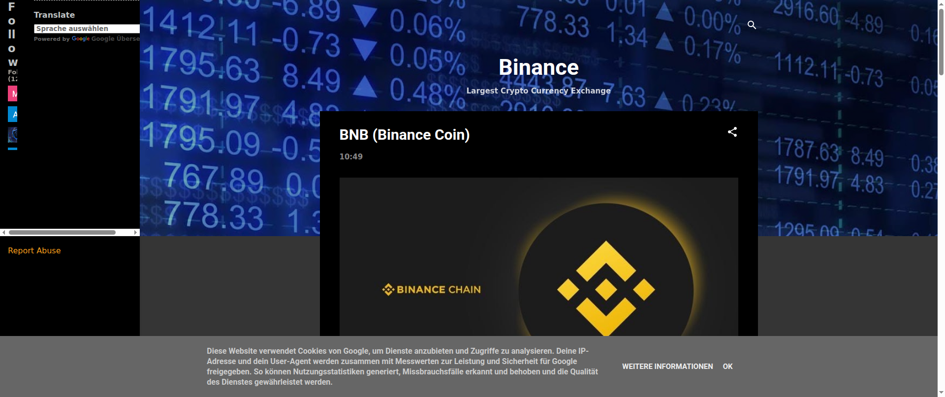 Screenshot of binancelivetrade.blogspot.com