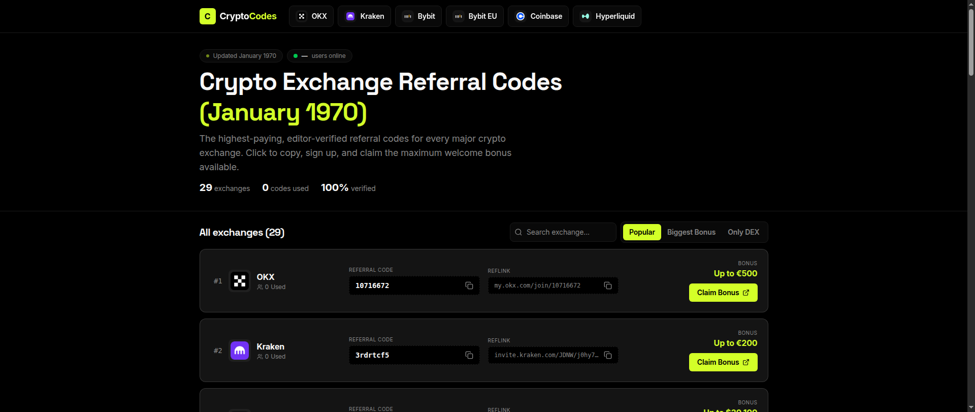 Screenshot of binancereferralcode.com