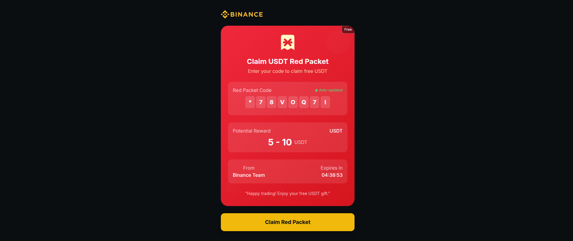 Screenshot of binance-red-packet.vercel.app