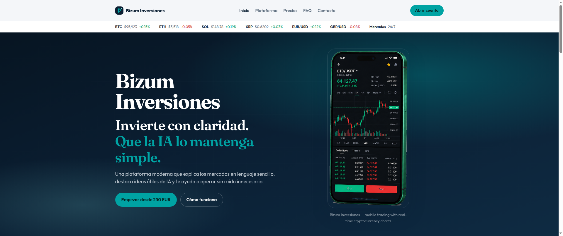 Screenshot of bizuminversiones-es.com