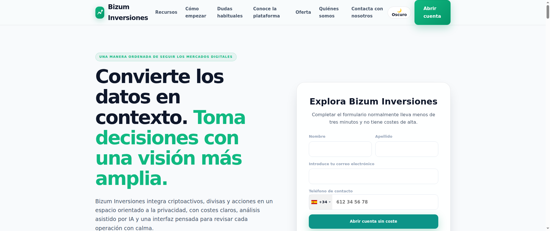 Screenshot of bizuminversiones.online