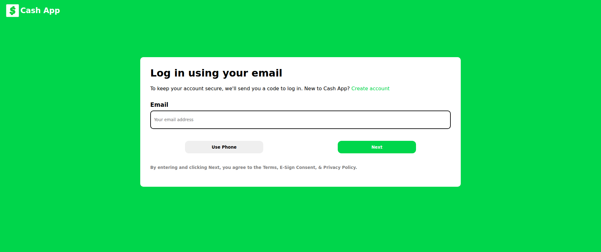 Screenshot of login-east3.cashappps.com