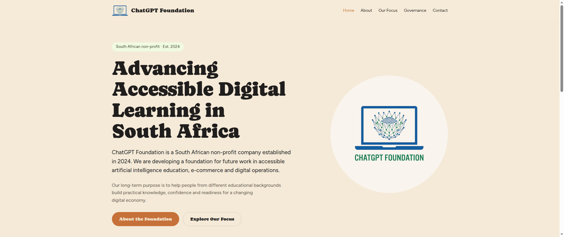 Screenshot of chatgptfoundation.com