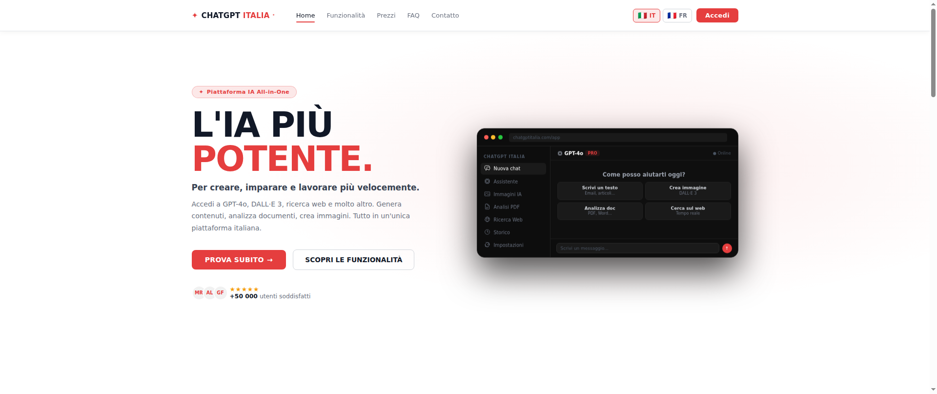 Screenshot of chatgptitalie.com