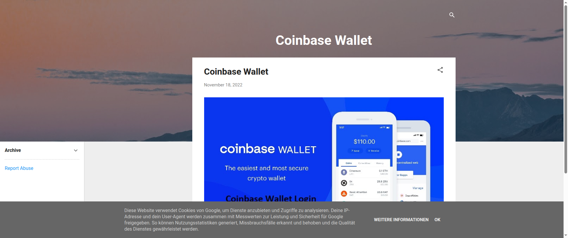 Screenshot of coinbase-wallets.blogspot.com