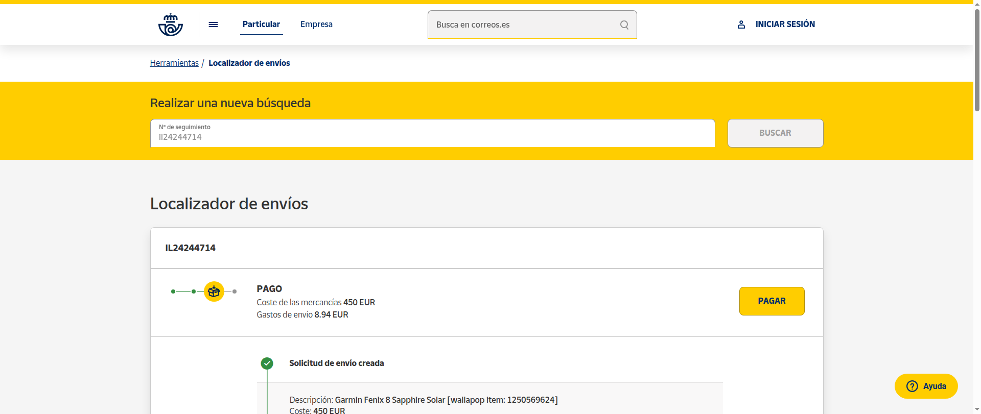 Screenshot of correos-es.online-pago.com