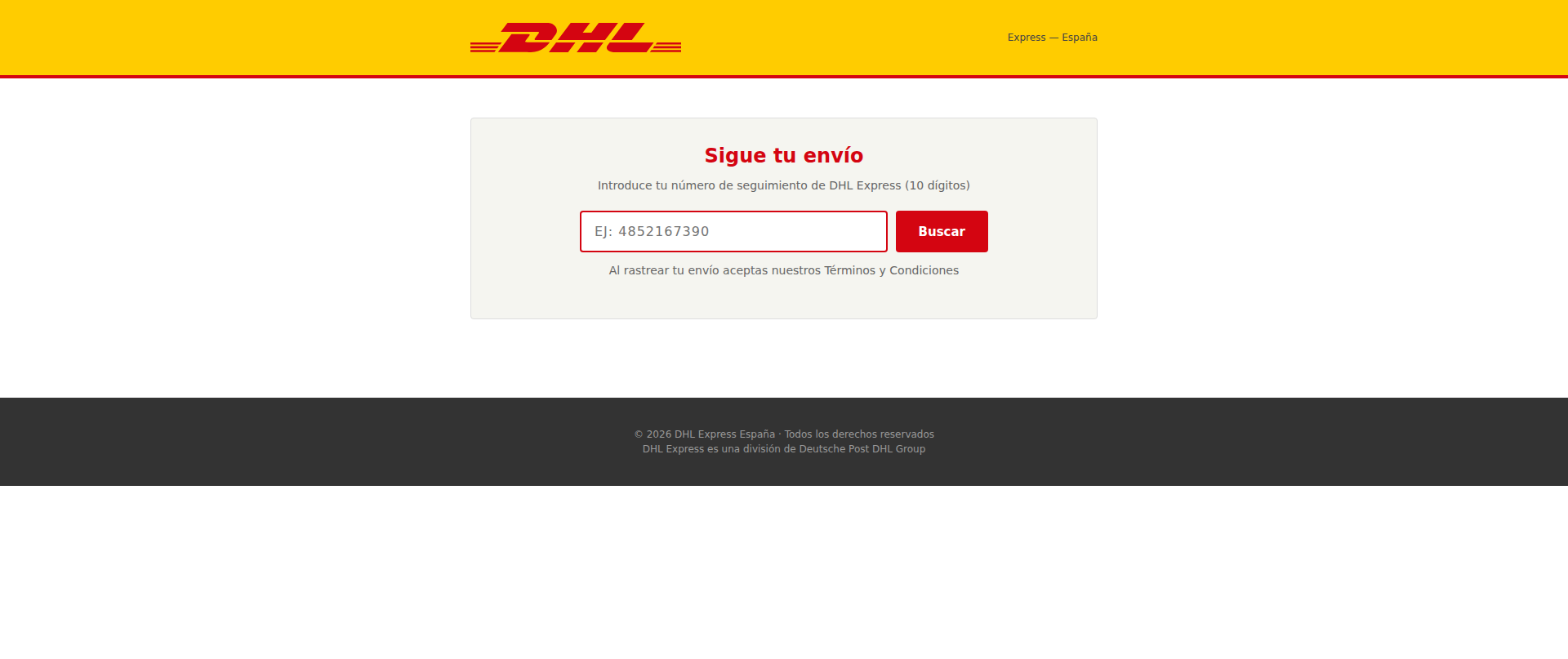 Screenshot of dhl-tracking.live