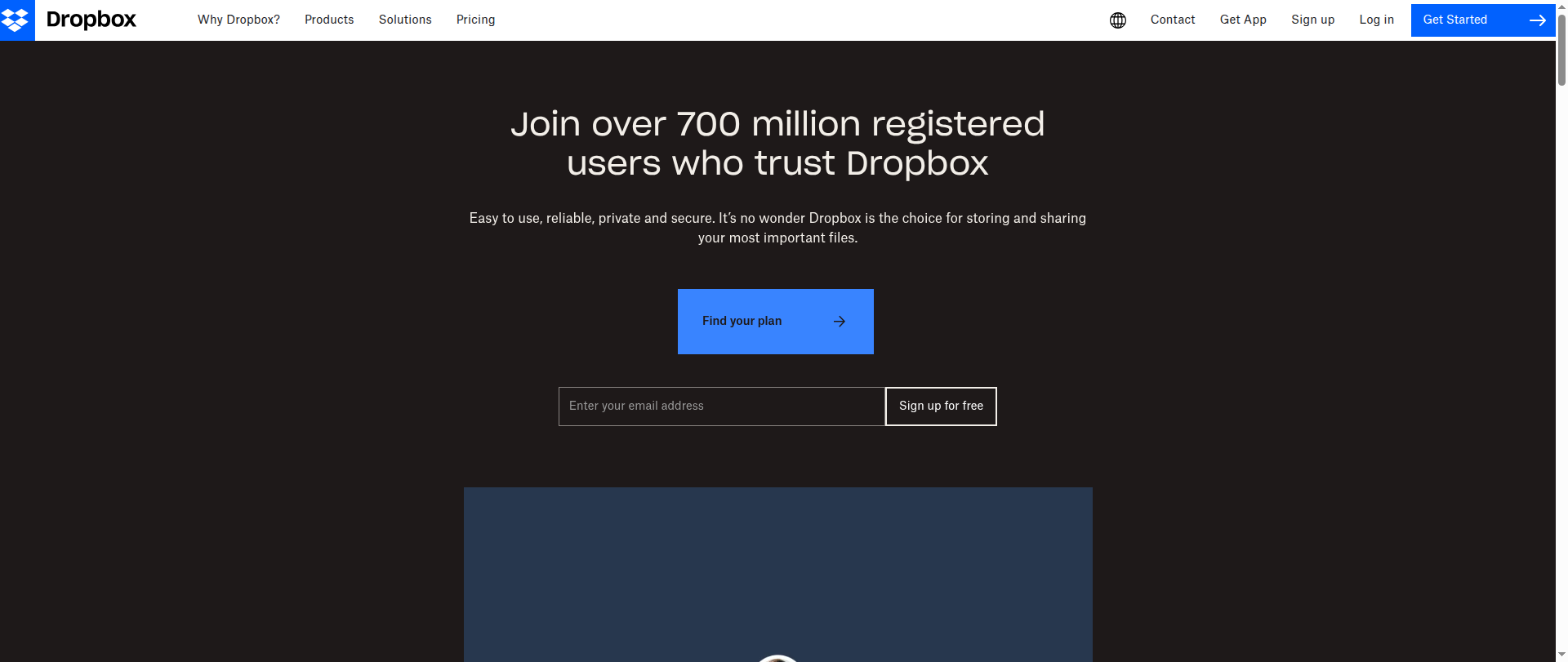 Screenshot of dropbox-home-page-cloneable.webflow.io