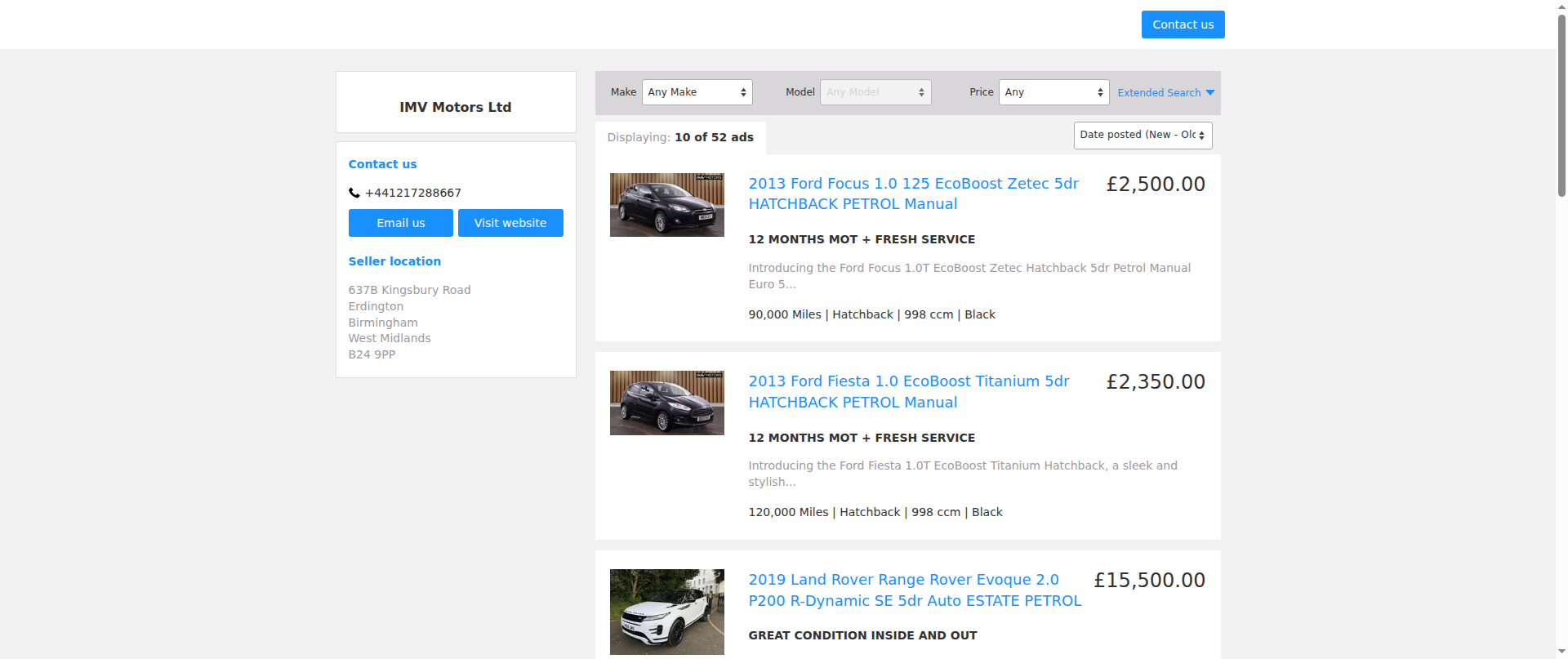 Screenshot of showroom.ebaymotorspro.co.uk