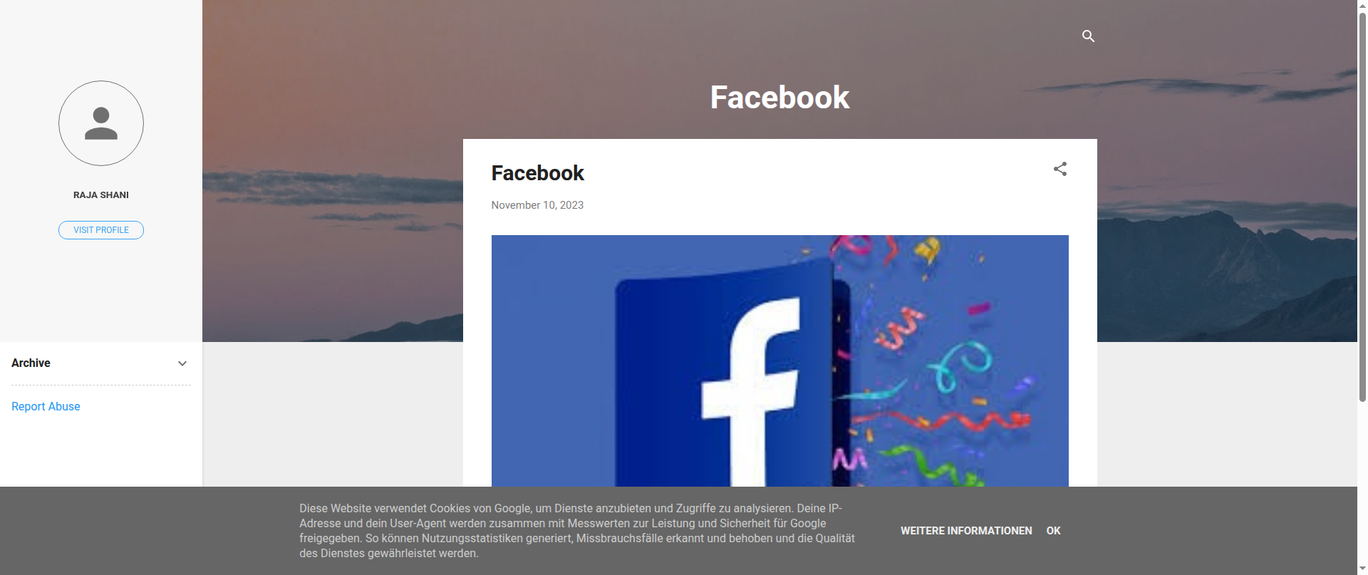 Screenshot of facebooklivepage.blogspot.com