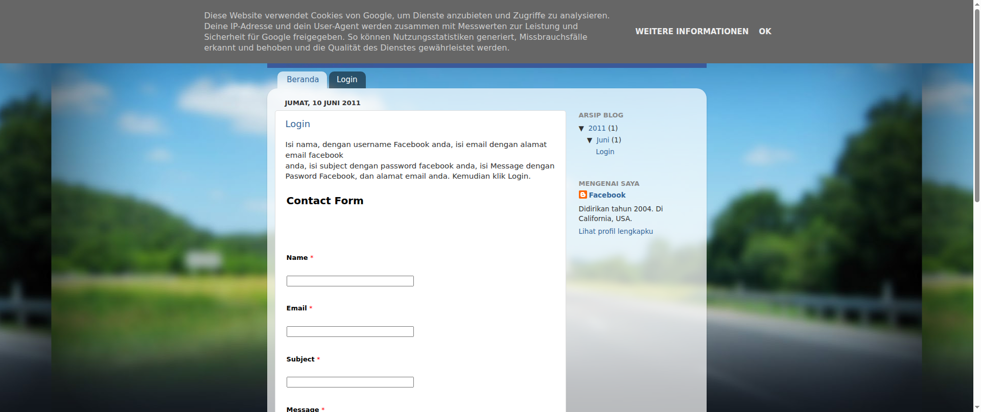 Screenshot of faceb0k-facebook.blogspot.com