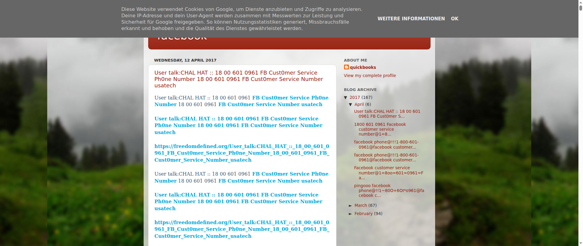 Screenshot of facebooktechnicalsupportnumber123.blogspot.com