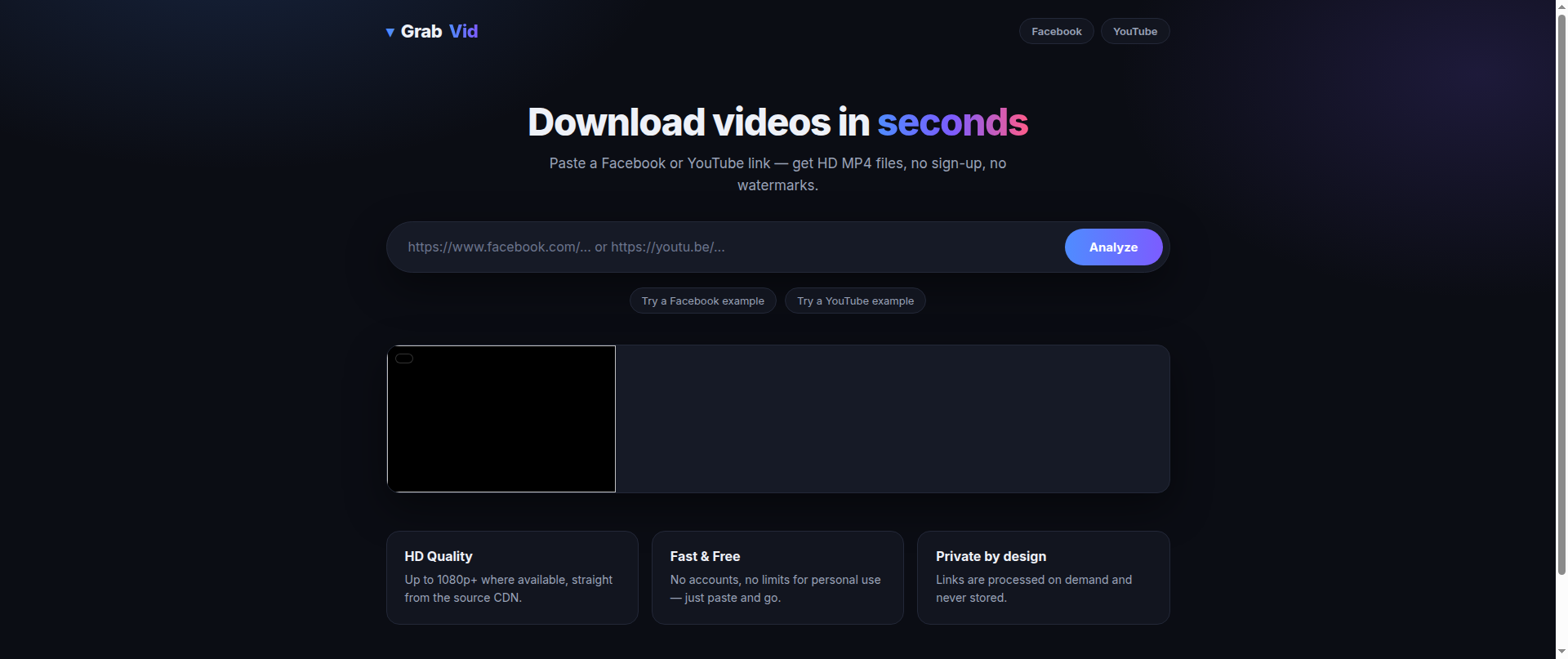 Screenshot of facebookvideodownloader.xyz