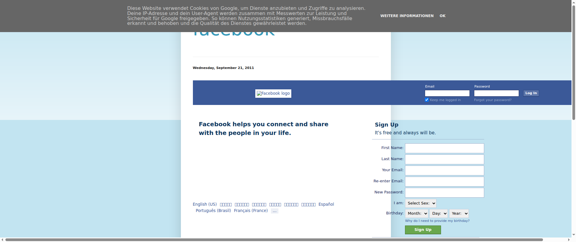 Screenshot of facebooksignuplogin.blogspot.com