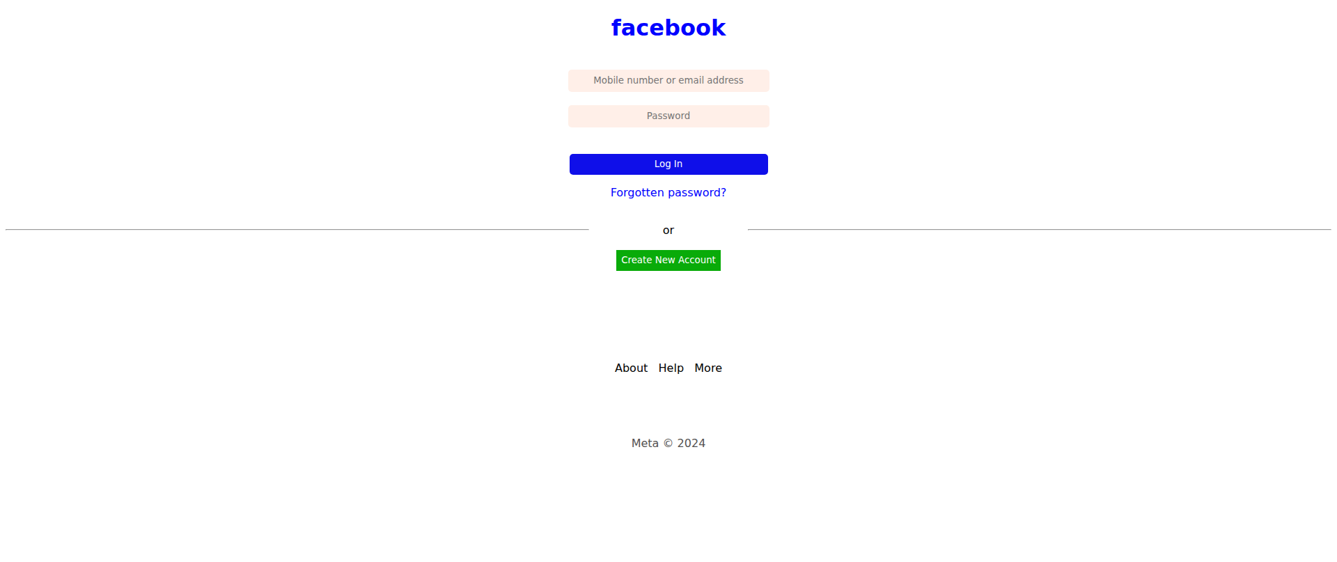 Screenshot of facebook-login-page-nine.vercel.app