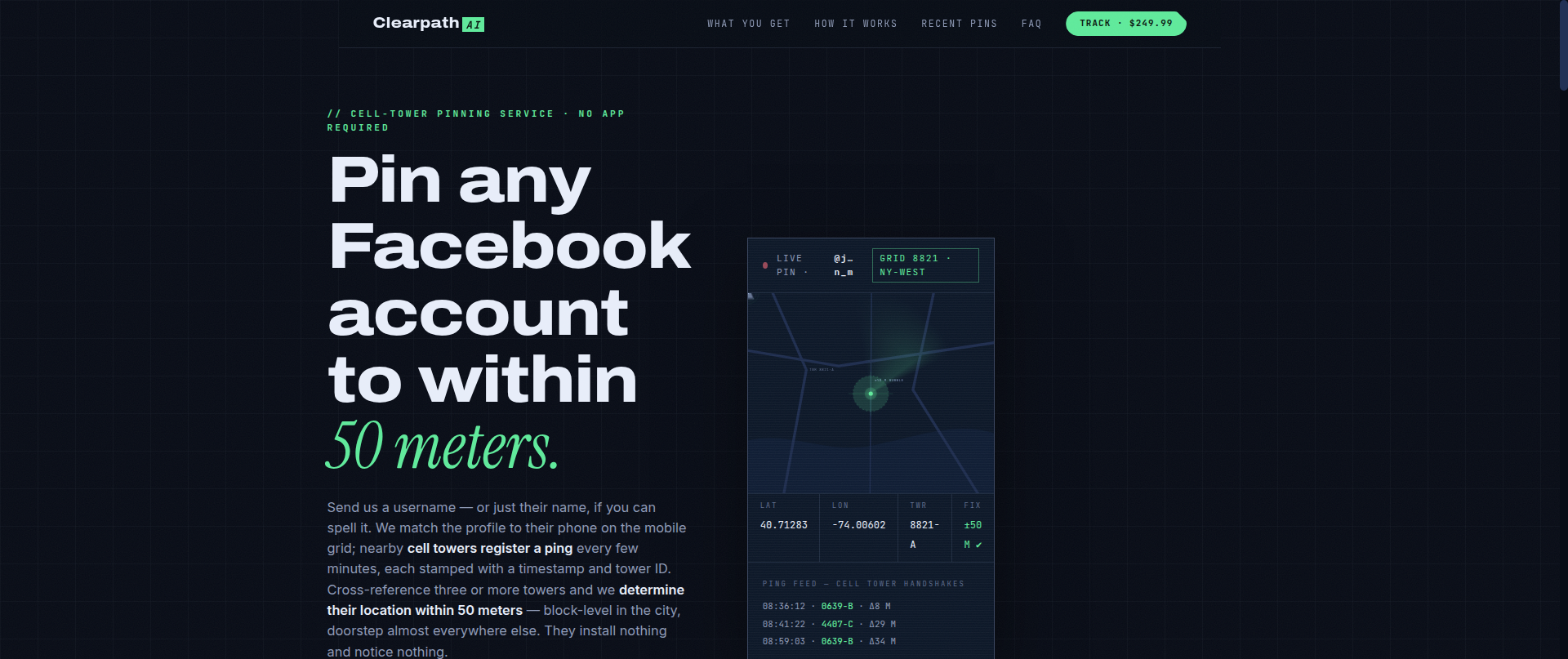 Screenshot of facebooktracker.com