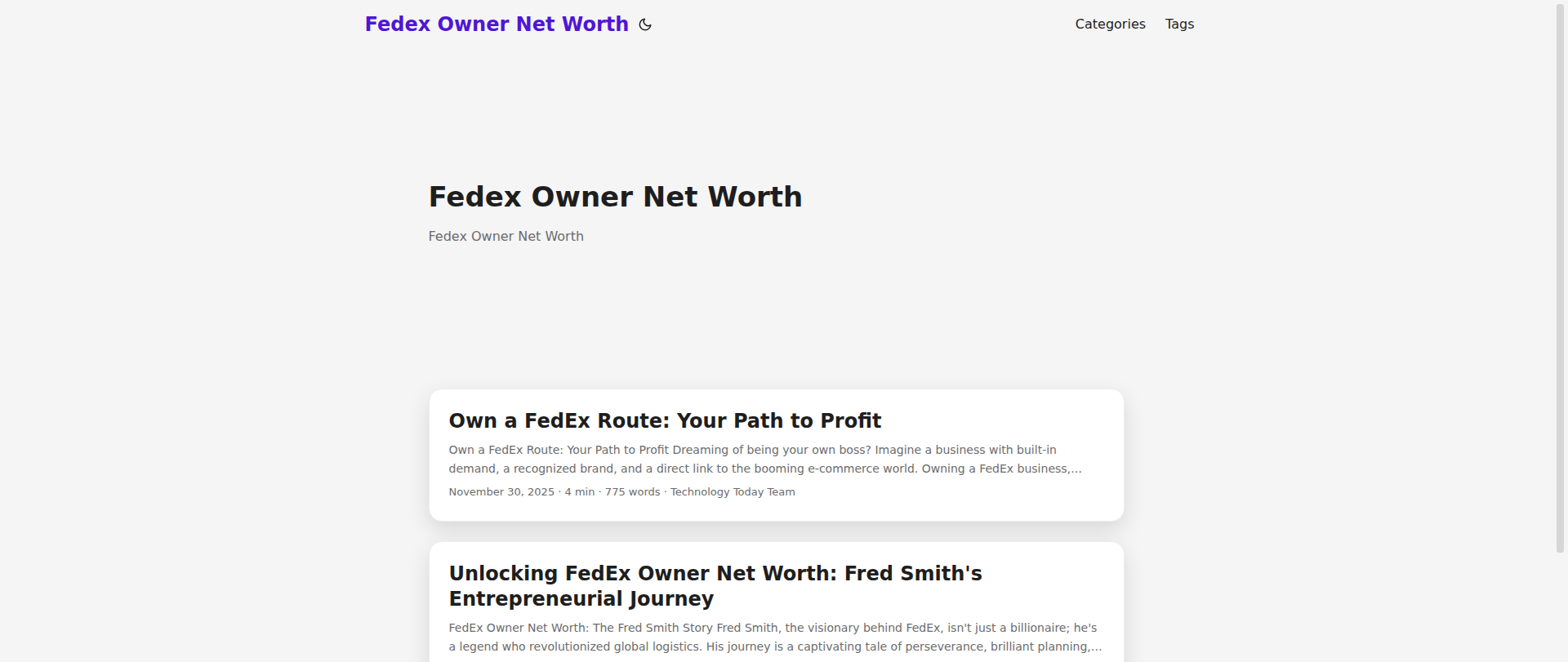 Screenshot of fedex-owner-net-worth.pages.dev