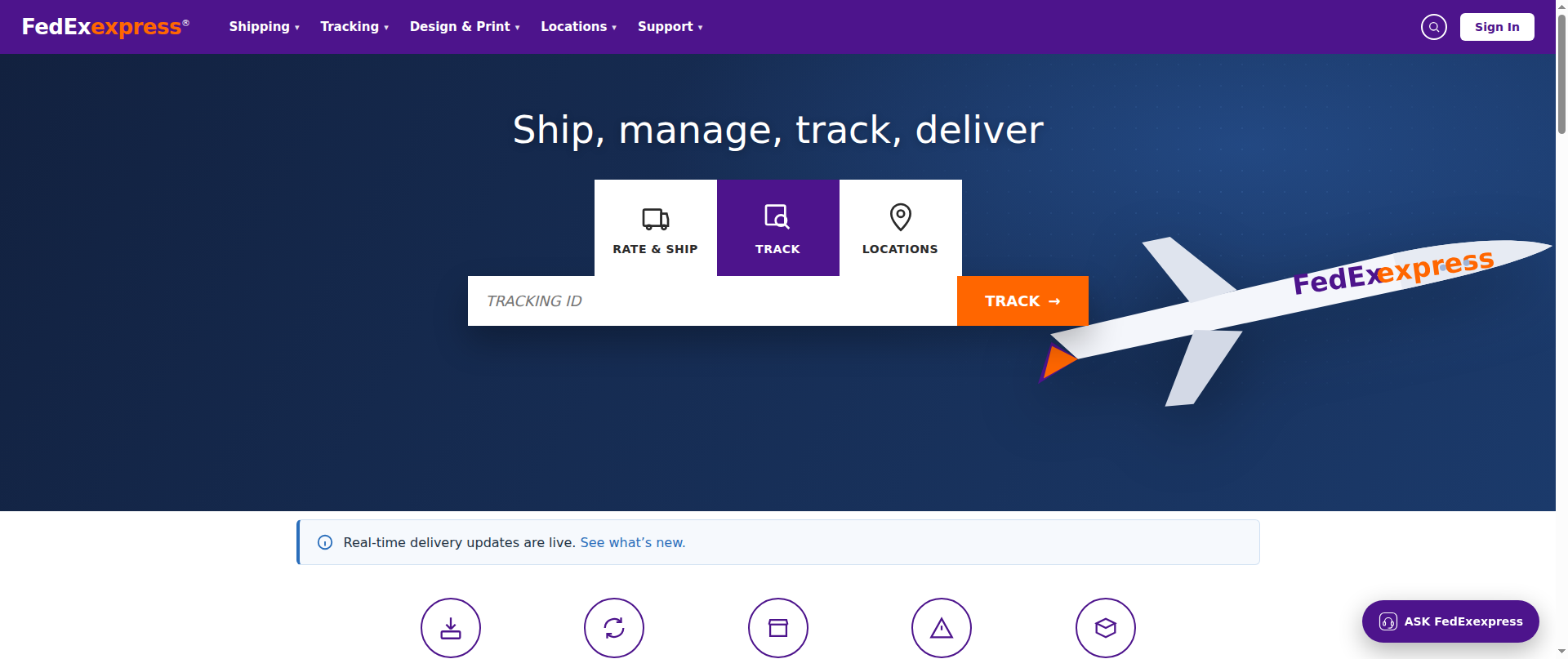 Screenshot of fedexexpresss.com