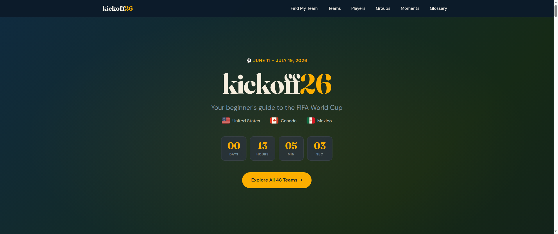 Screenshot of kickoff-fifa2026.com