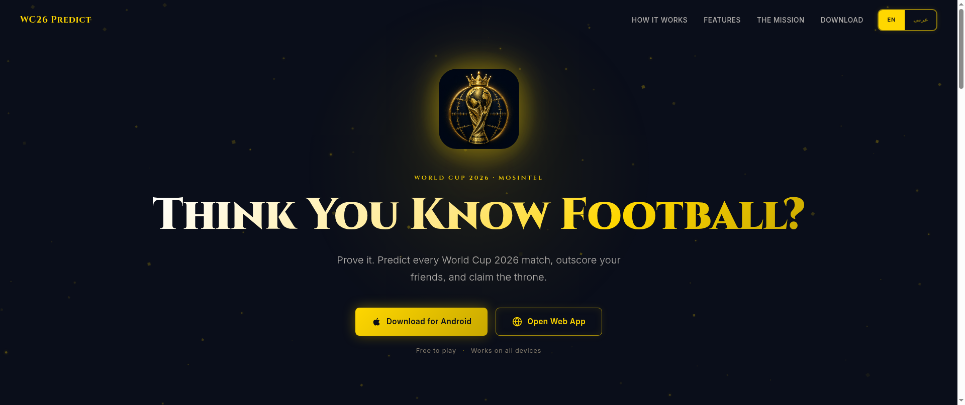 Screenshot of worldcup26predict.com