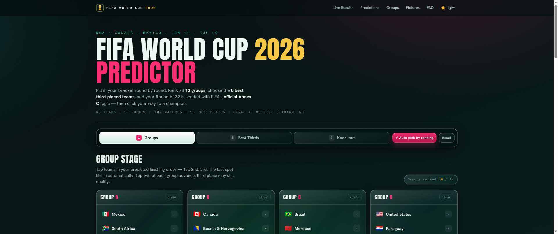 Screenshot of fifaworldcuppredictor.online