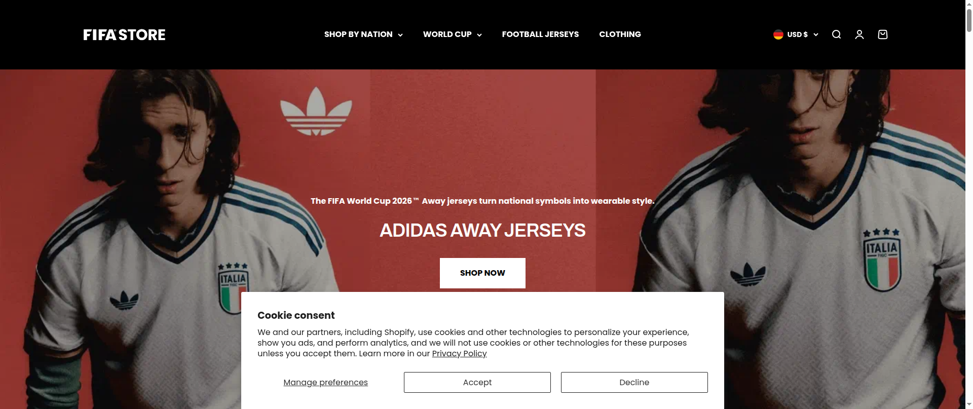 Screenshot of fifa-officialstore.com