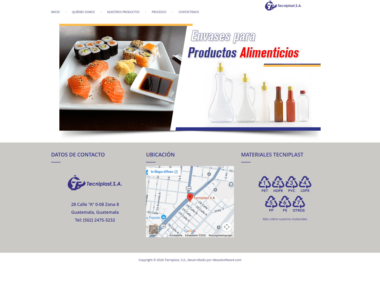 Screenshot of tecniplast.com.gt