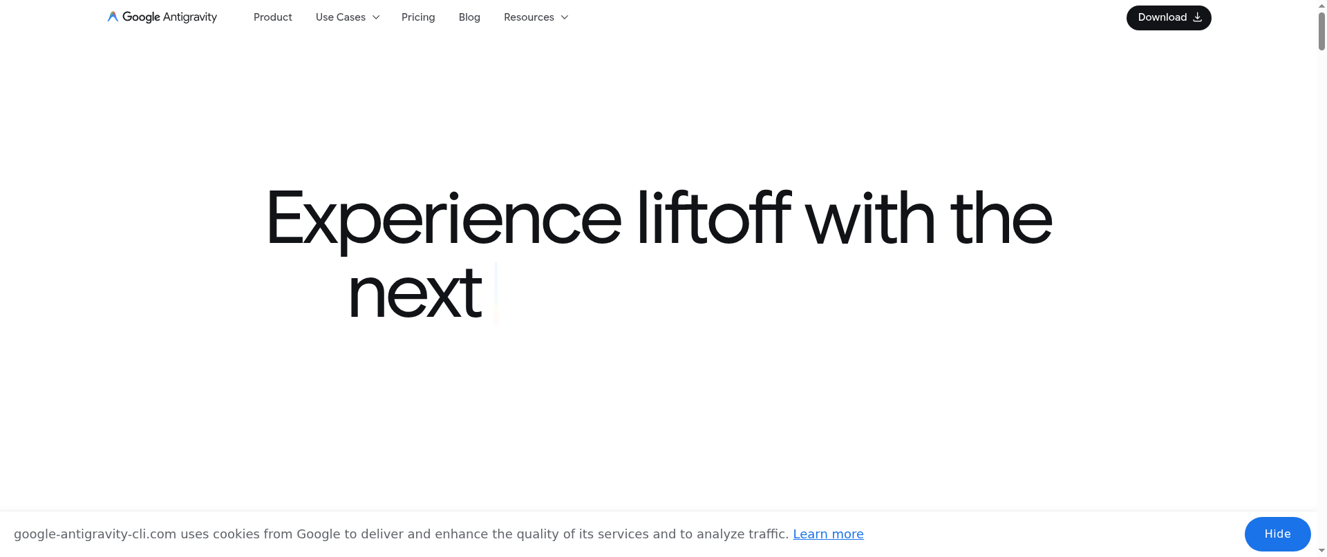 Screenshot of google-antigravity-cli.com
