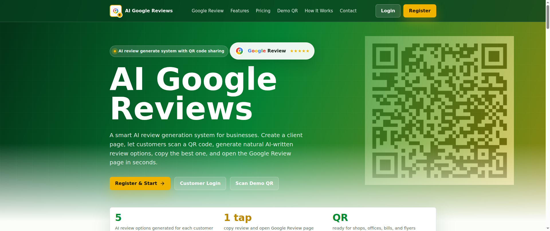Screenshot of googlereviewsai.com