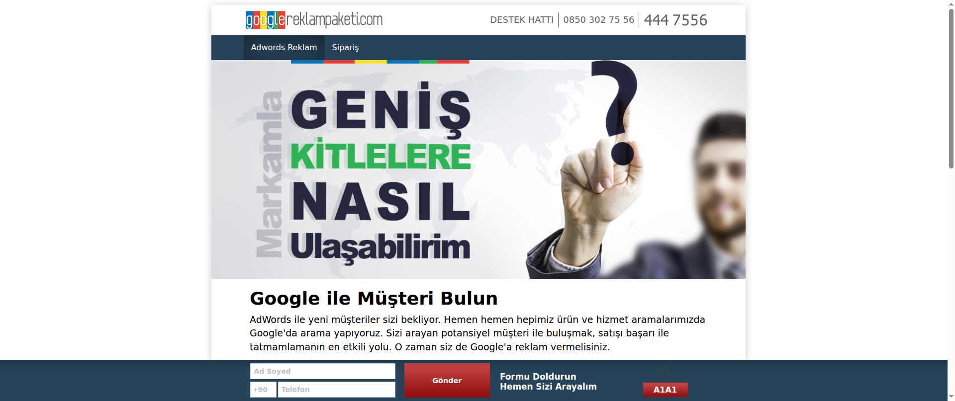 Screenshot of googlereklampaketi.com