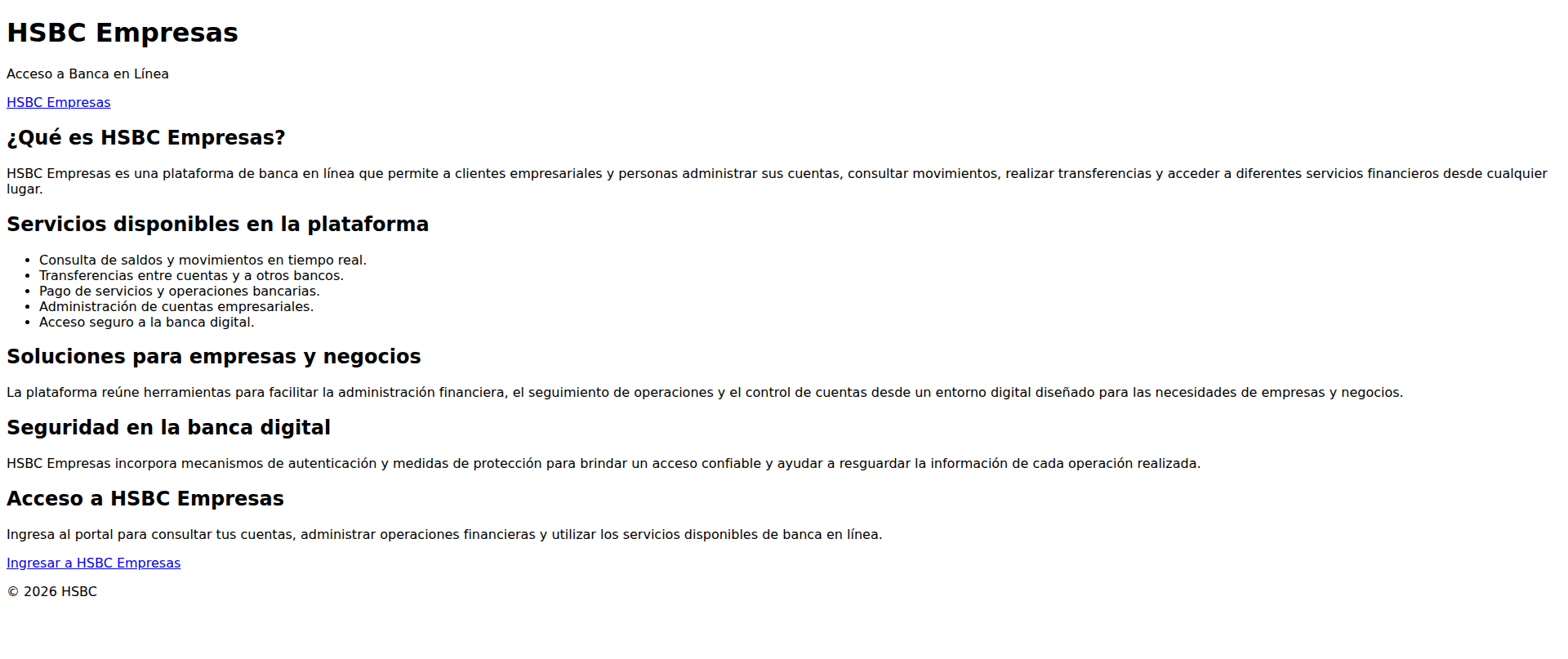 Screenshot of empresas-hsbc.com