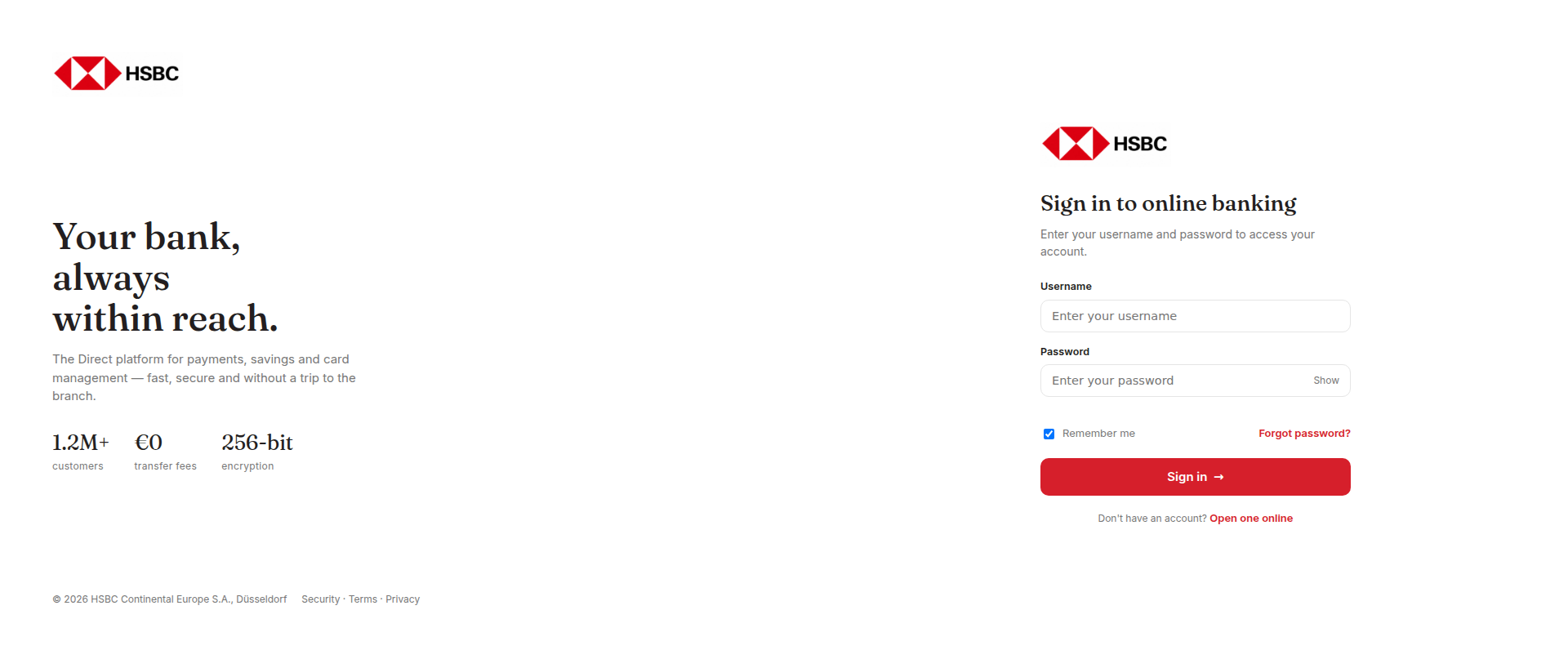Screenshot of hsbcprive.com