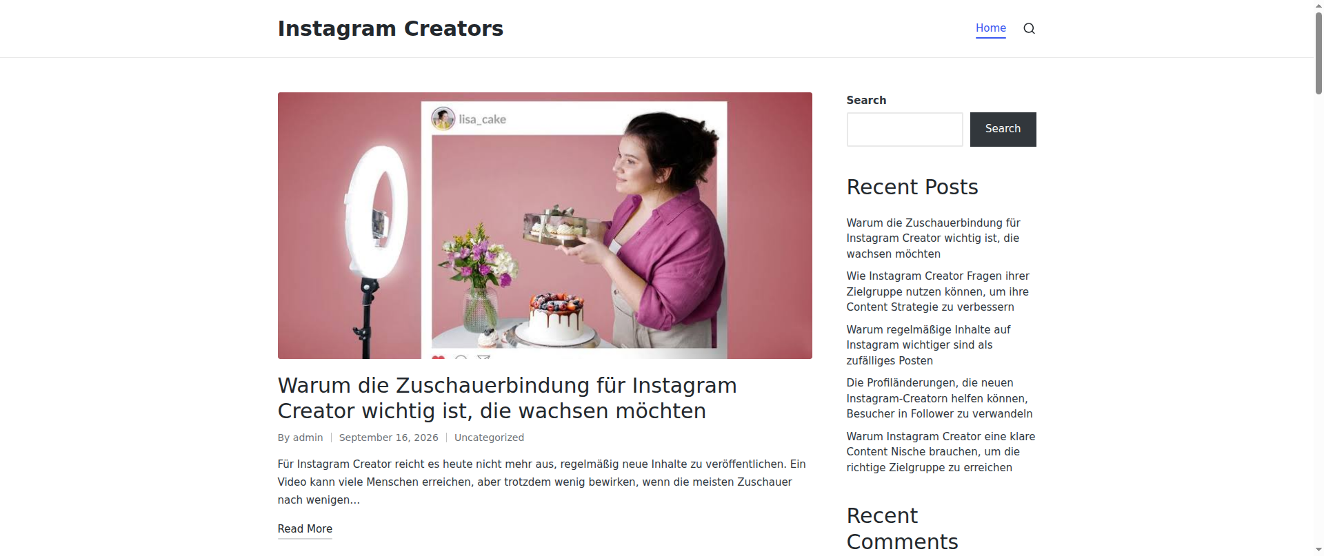 Screenshot of instagramcreators.xyz