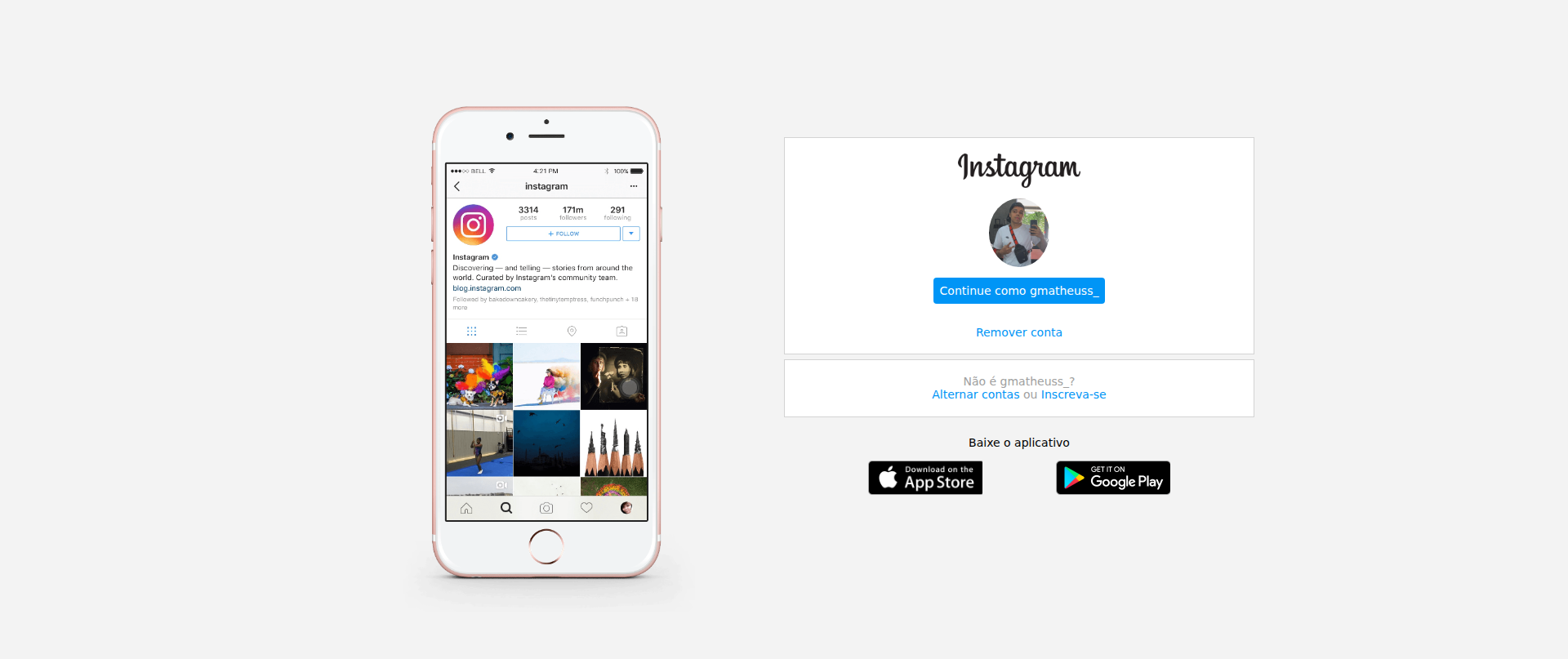 Screenshot of recreate-instagrampage.vercel.app